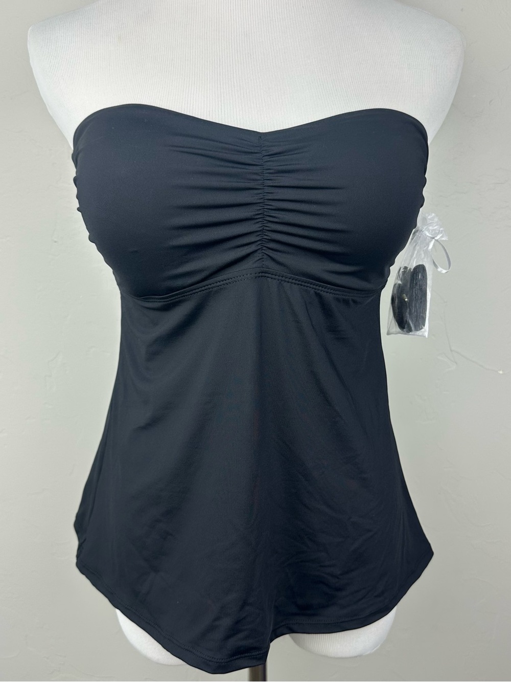 Cole of California Womens Black Bandeau Tankini Top Swimwear Removable Straps